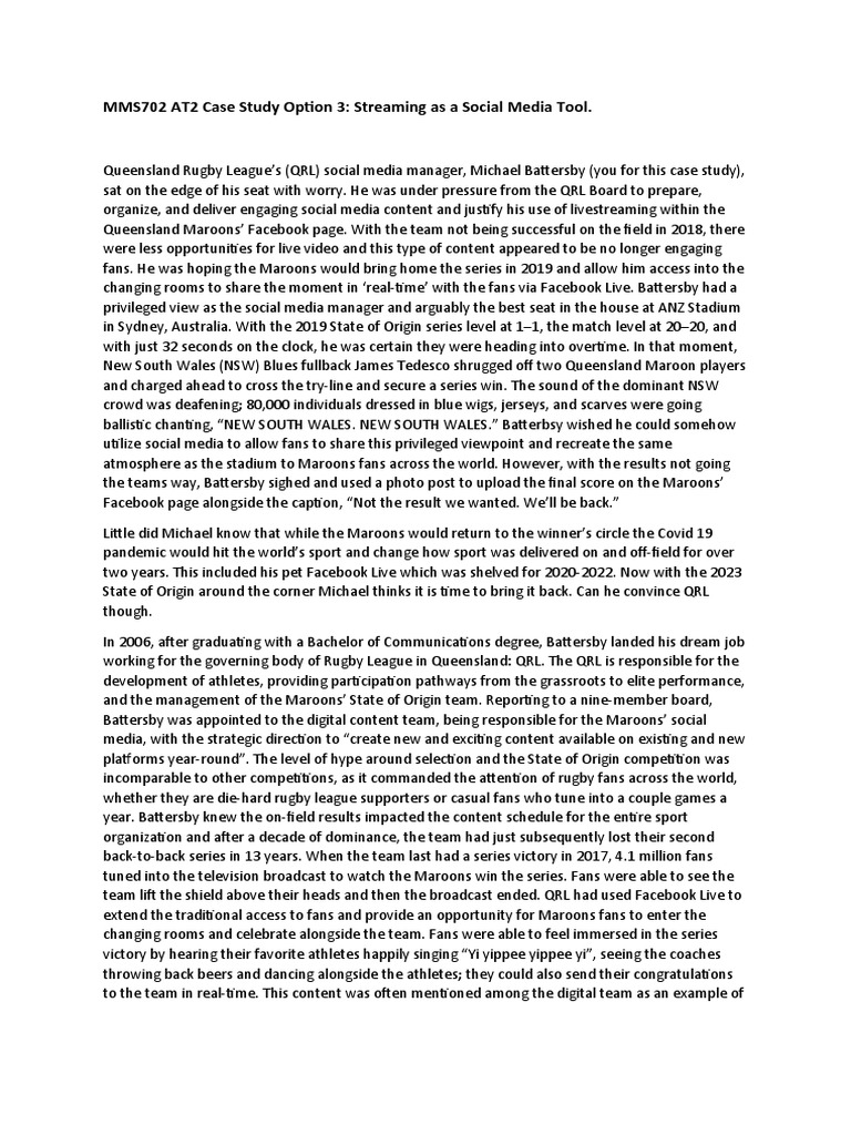 MMS702 AT2 Case Study Opt1 2023 | PDF