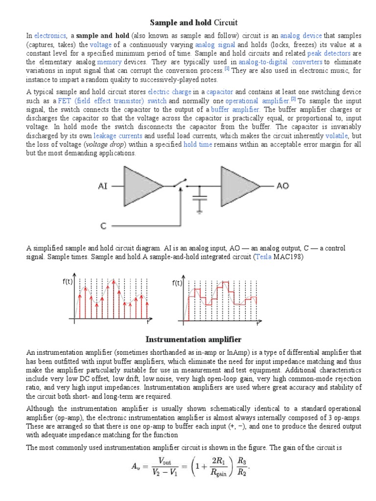 Sample and Hold, Instrumentation | PDF | Amplifier | Operational Amplifier