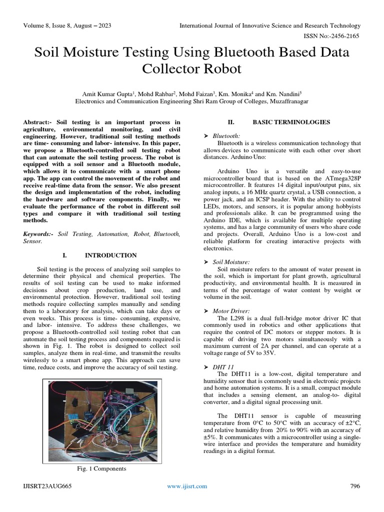 Soil moisture testing using bluetooth based data collector robot pdf