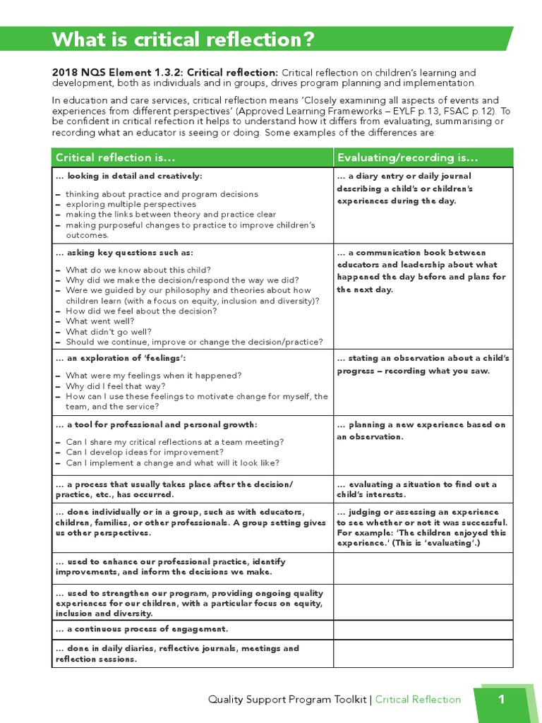 What Is Critical Reflection | PDF | Experience | Learning