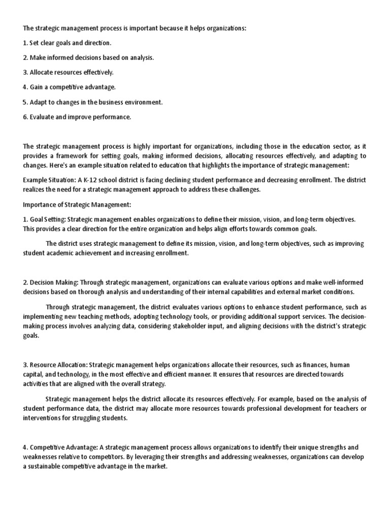 Strategic Management Process Assignment | PDF | Strategic Management ...