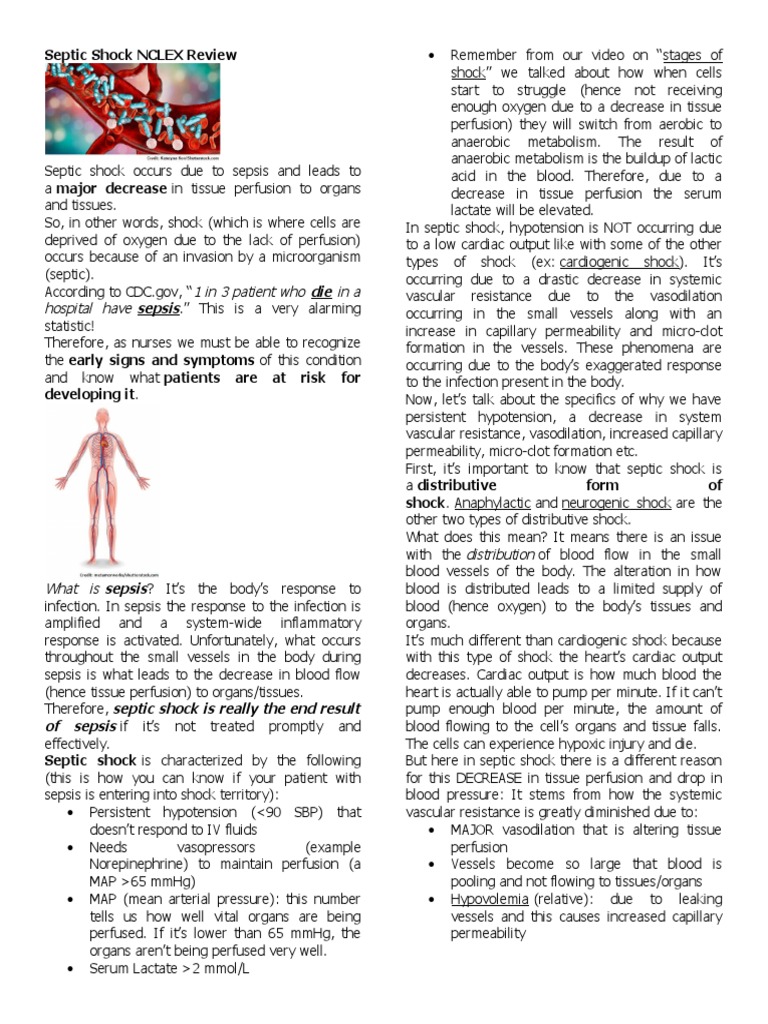 Septic Shock NCLEX Review Quiz PDF