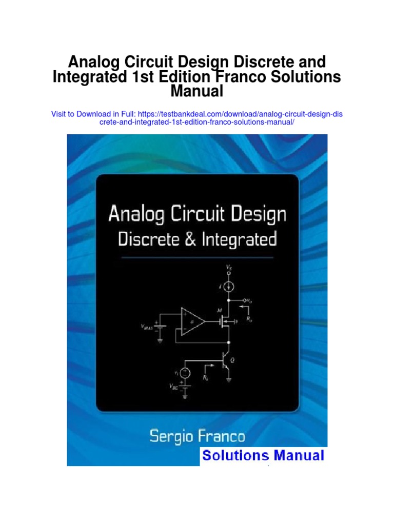 Analog Circuit Design Discrete and Integrated 1st Edition Franco