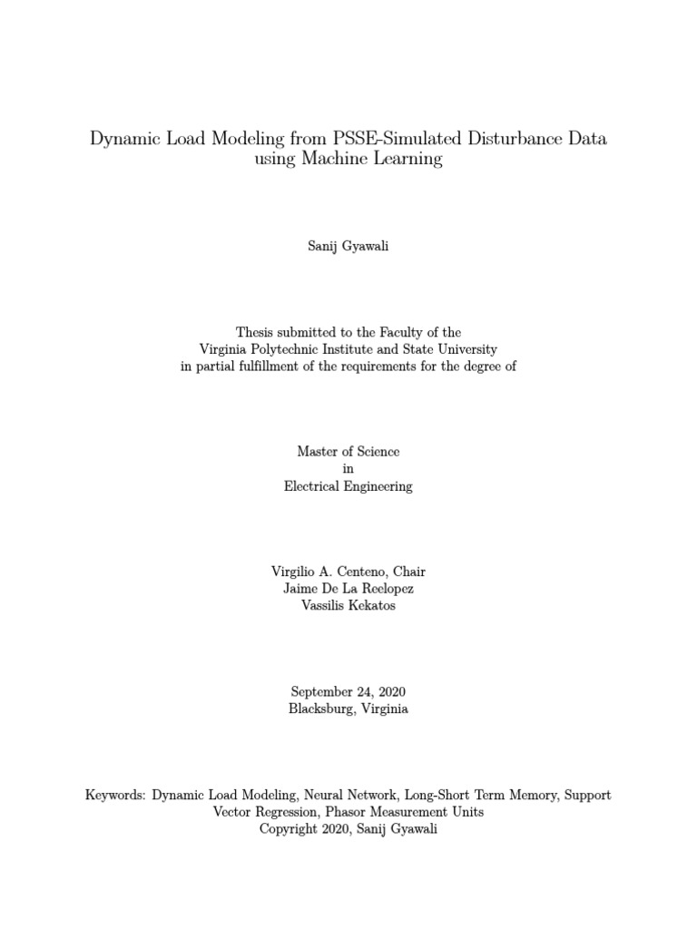 Dynamic Load Modeling - PSSE - Gyawali - S - T - 2020 | PDF | Machine ...