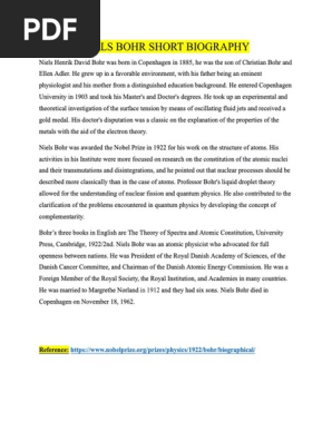 Niels Bohr Short Biography Physics11