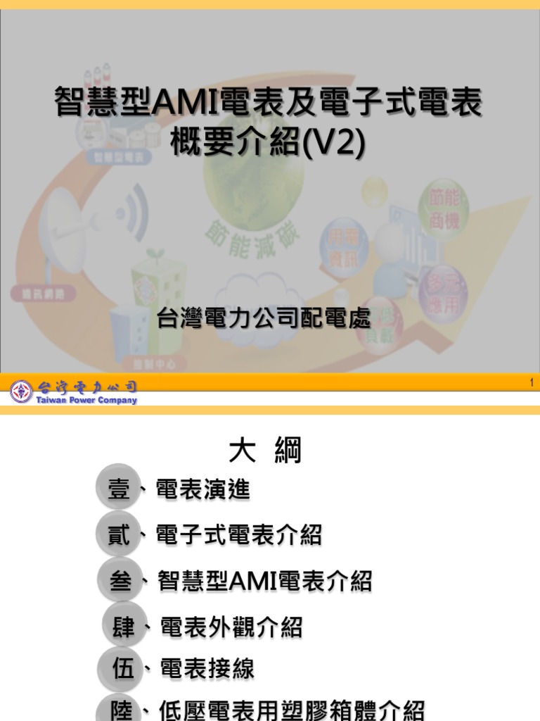 智慧型AMI電表及電子式電表概要介紹V2 | PDF