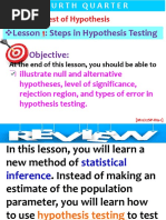 Lesson 1 - Steps in Hypothesis Testing