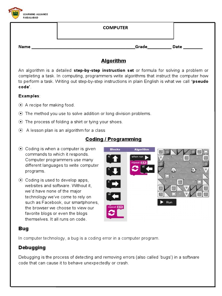 Algorithm - Coding Handout | PDF