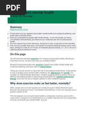 Exercise and mental health