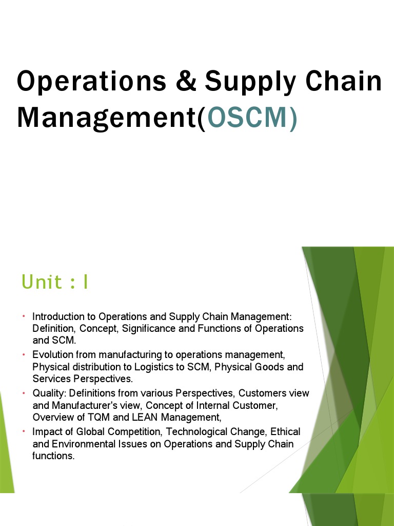 Overview of Operations & Supply Chain Management | PDF | Supply Chain ...