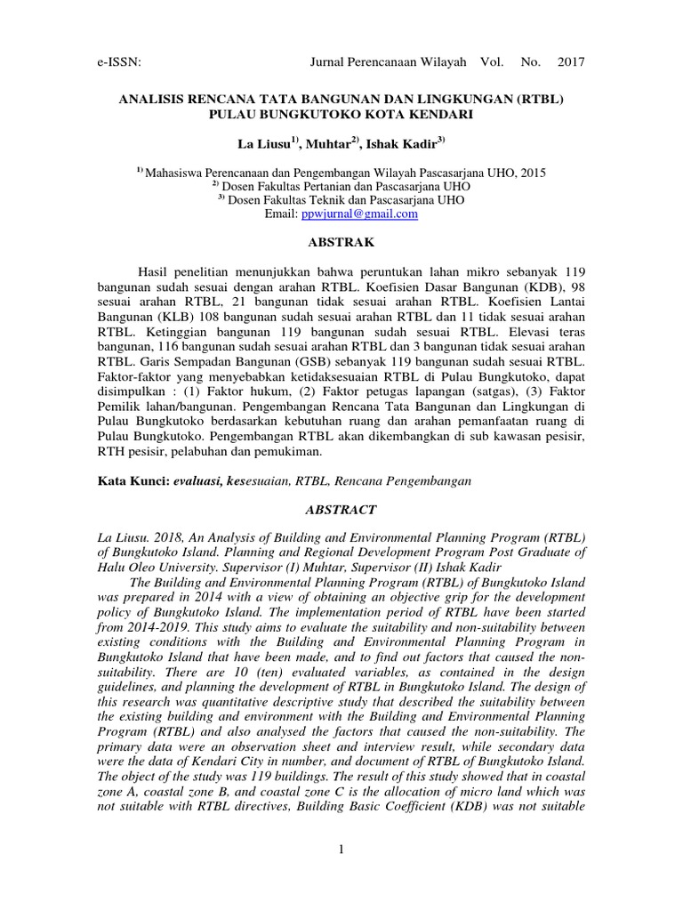 Evaluasi RTBL Pulau Bungkutoko 2017 | PDF | Seni