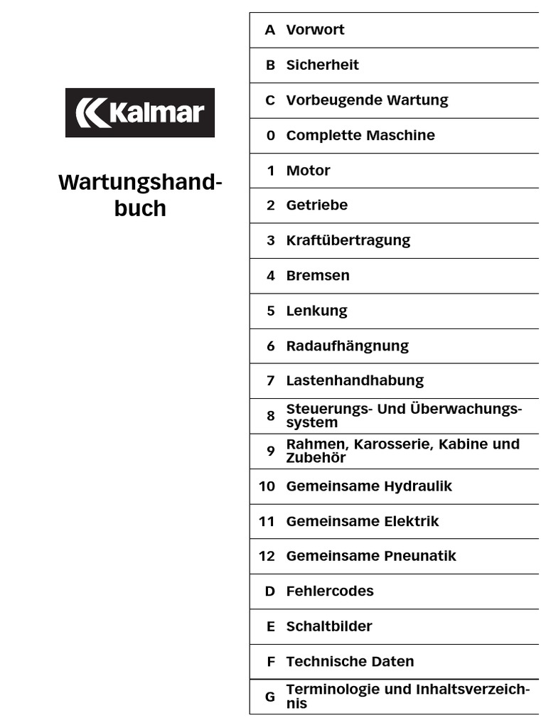 Kalmar, Wartungshandbuch