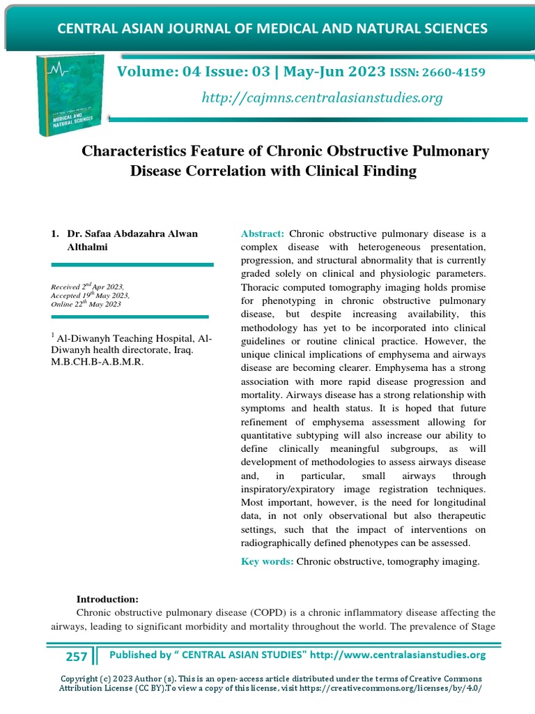 Characteristics Feature of Chronic Obstructive Pulmonary Disease ...