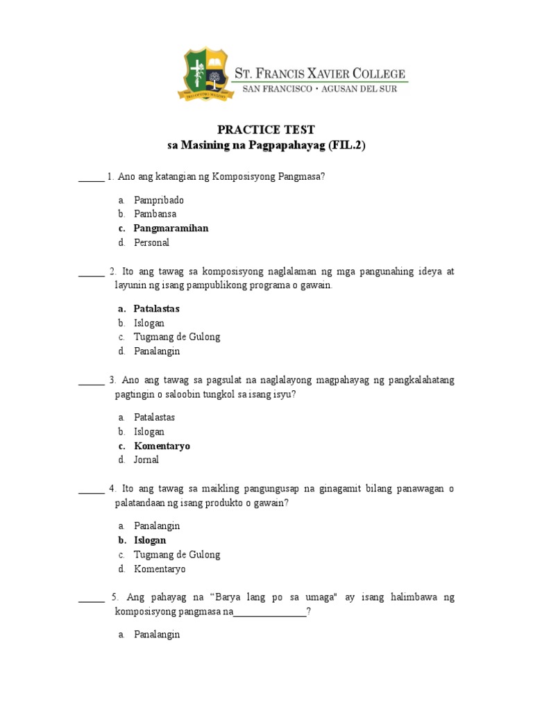 Practice Test | PDF