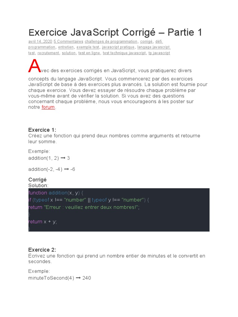 Exercice JavaScript Corrigé PDF JavaScript Triangle