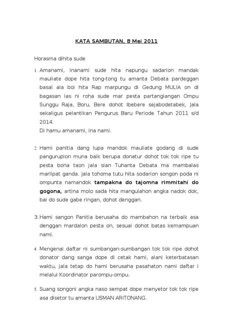 Kata Sambutan Bona Taon 2011