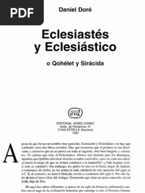 091 Eclesiastes Y Eclesiastico Daniel Dore Pdf Libro De Proverbios Biblia