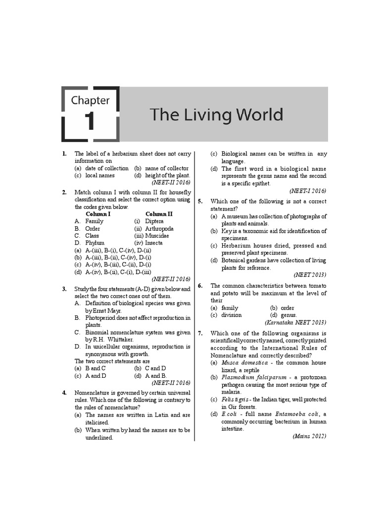 The living world pyq pdf
