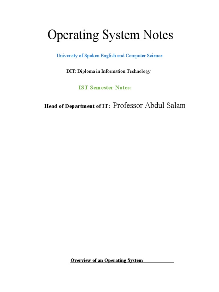 Operating System Notes | PDF