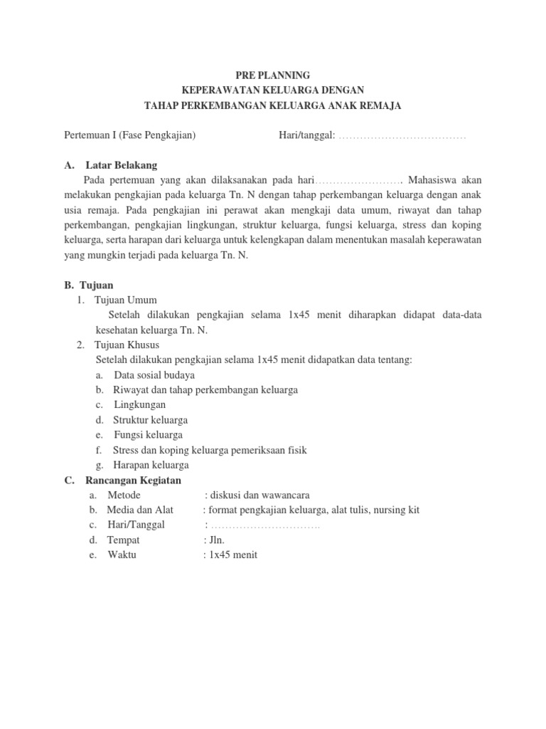 Pre Planning (Fase Pengkajian) PDF