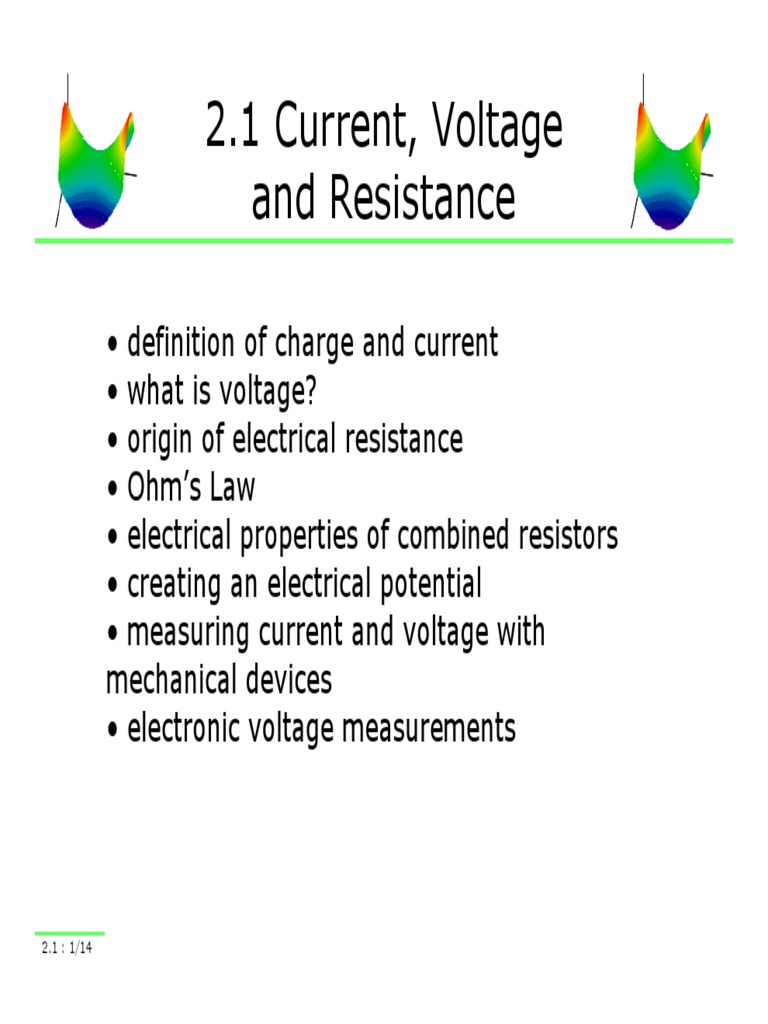 2.1 Current Voltage Resistance | PDF | Electrical Resistivity And ...