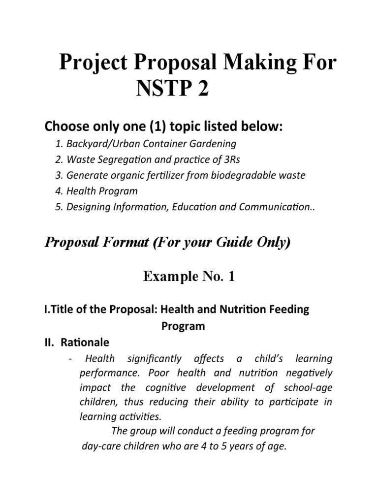 NSTP Project Proposal Guidelines | PDF | Learning | Child Care