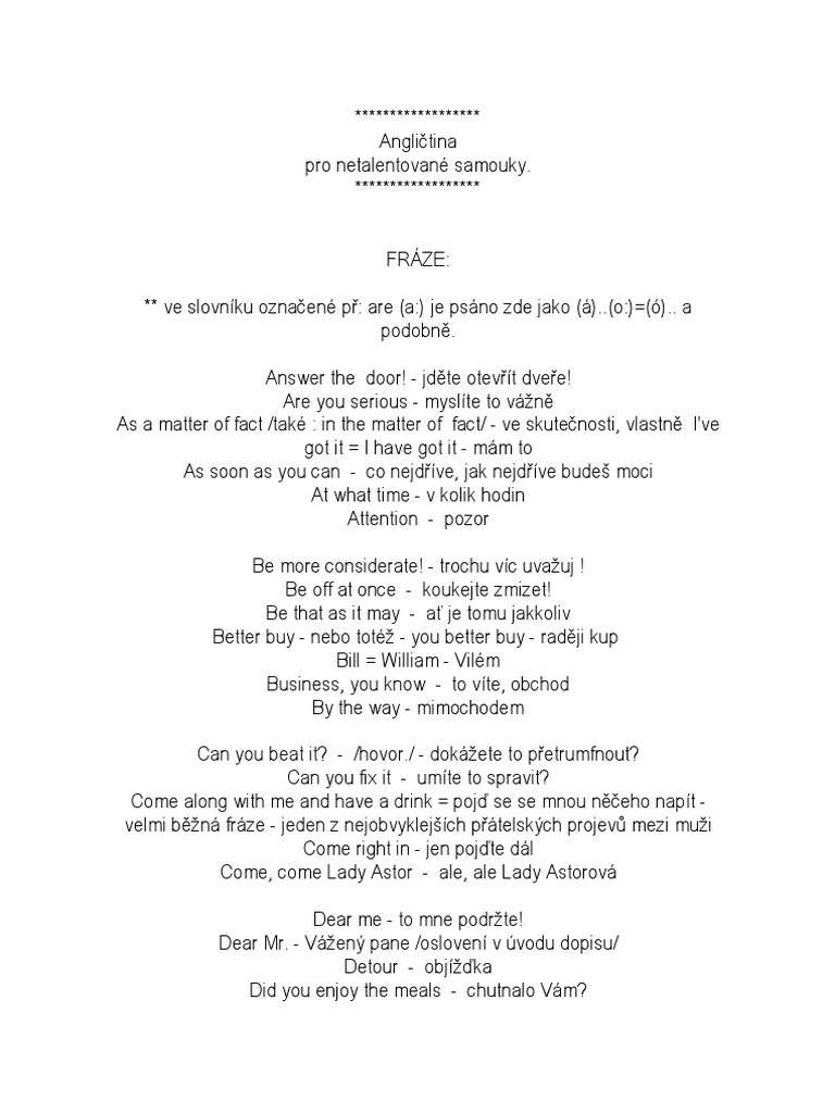 Angličtina - Frázy | PDF