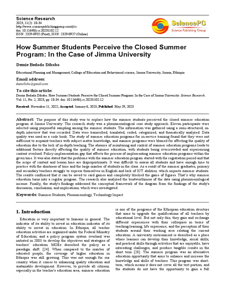 Summer Students' Views on Closed Program | PDF | Qualitative Research ...
