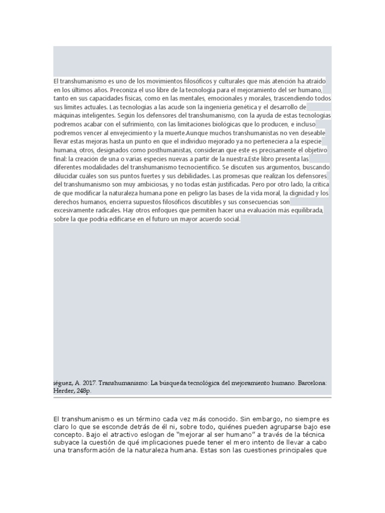 El Transhumanismo Es Uno de Los Movimientos Filosóficos y Culturales