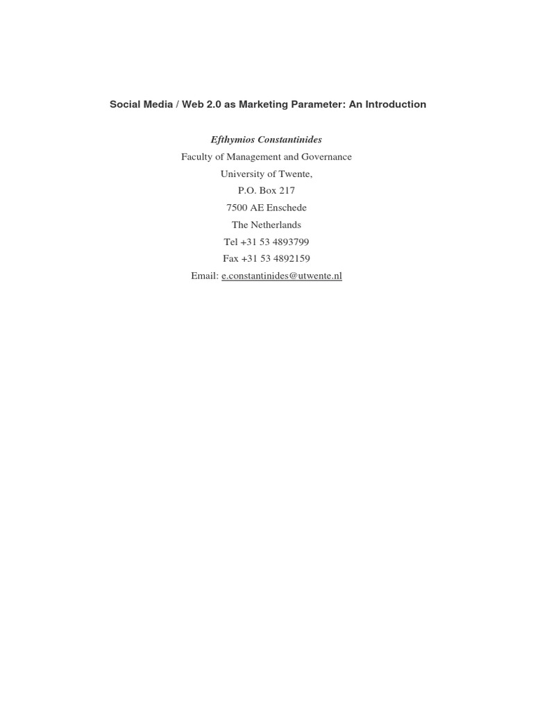 Social media web 2 0 as marketing parame pdf popular culture