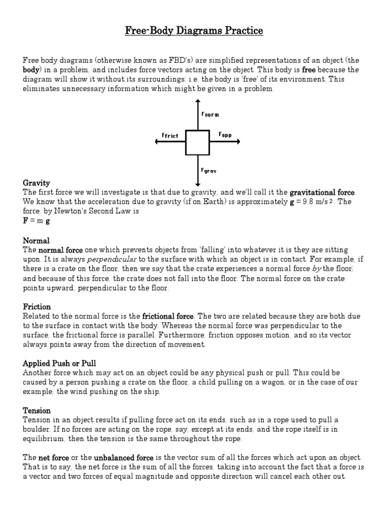 Free Body Diagram Worksheet | PDF