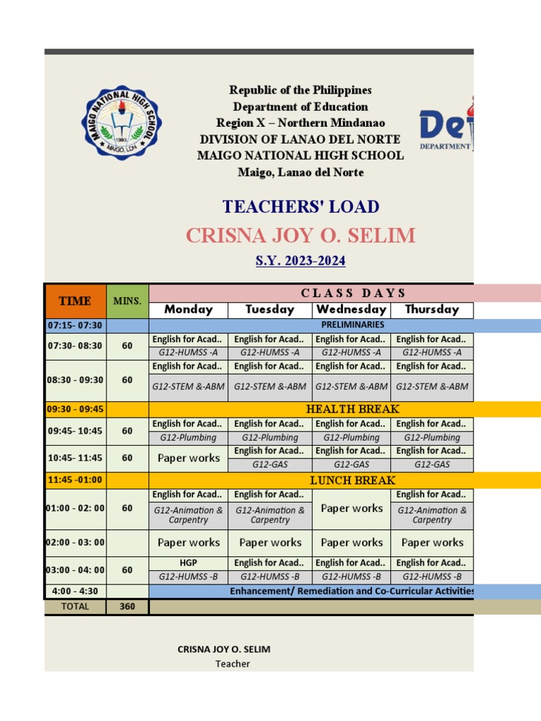 Teachers Teaching Load