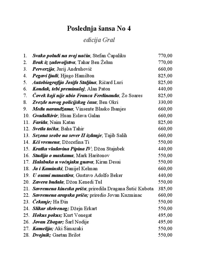 Poslednja Sansa No4 | PDF