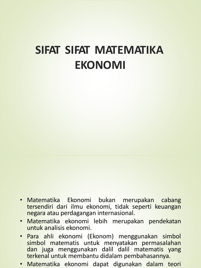 Sifat Matematika Ekonomi Pdf