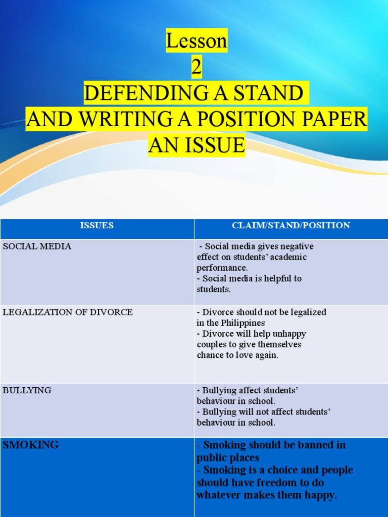 Writing and Defending Position Papers | PDF | Wellness