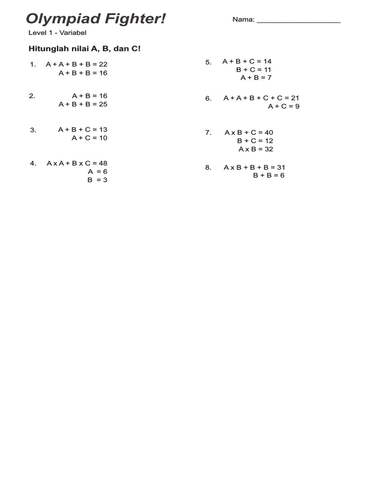 Olympiad Fighter Level 1 Variable PDF