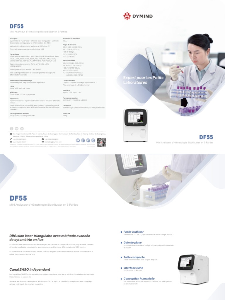 Analyseur d'Hématologie DF55 Compact | PDF
