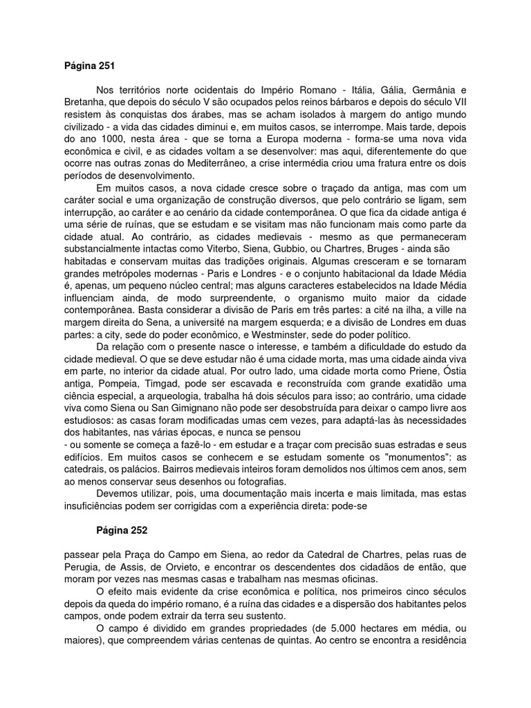 Capítulo 7 - História Da Cidade | PDF | Feudalismo | Idade Média