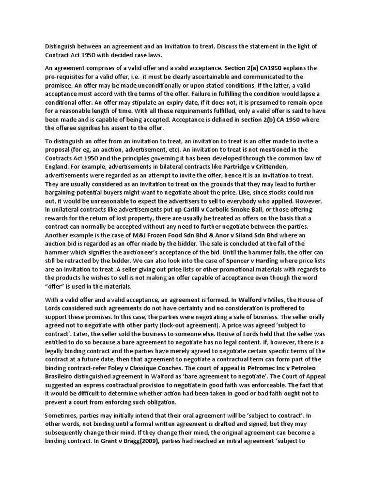 Distinguishing Offers from Invitations to Treat | PDF | Private Law ...
