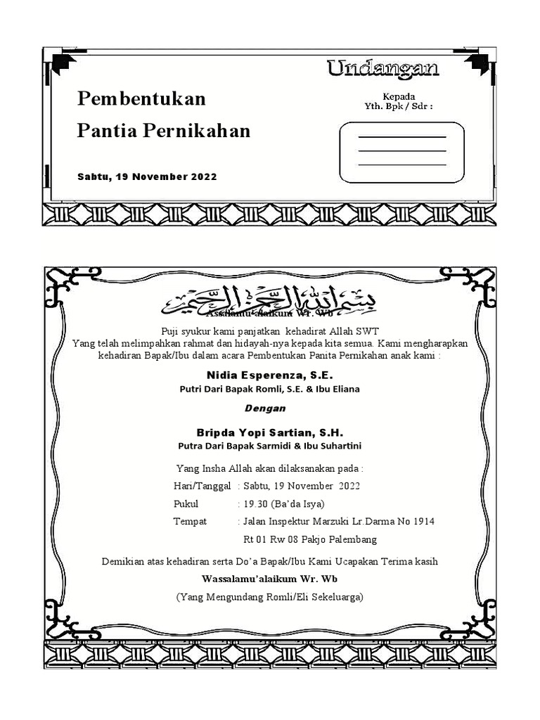 Undangan Pembentukan Panitia | PDF