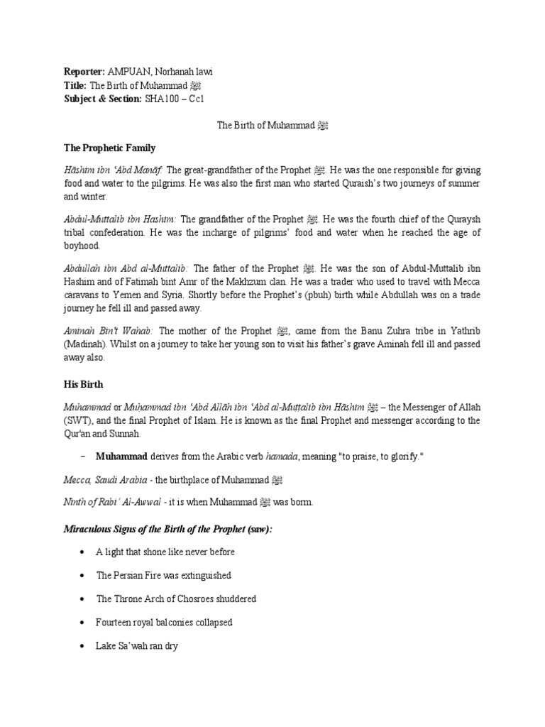 IS MUHAMMAD THE FIRSTBORN OF CREATION intelligence overview