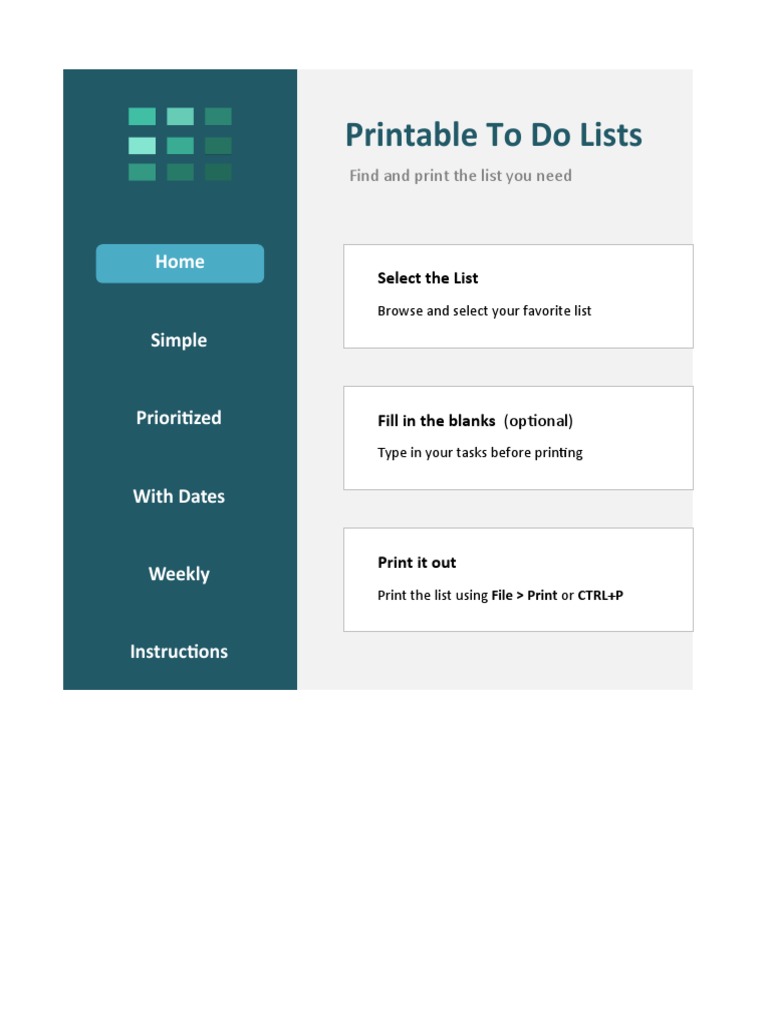 Printable To Do List Template PDF Time Management Professional Skills