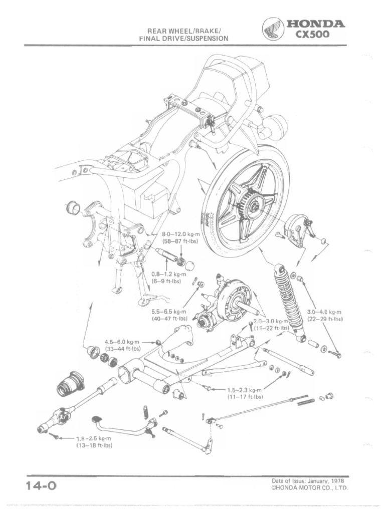 CX500 Service Manual - Ch14 - Rear Wheel, Brake, Final Drive ...