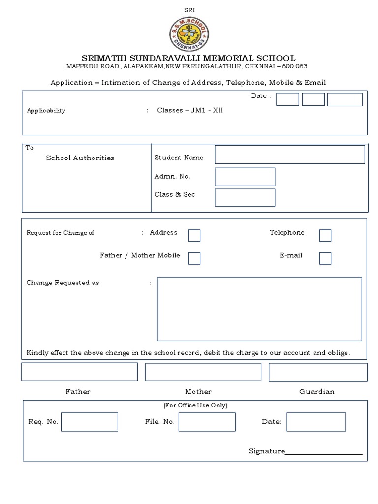 Change of Contact Info Form for Students | PDF