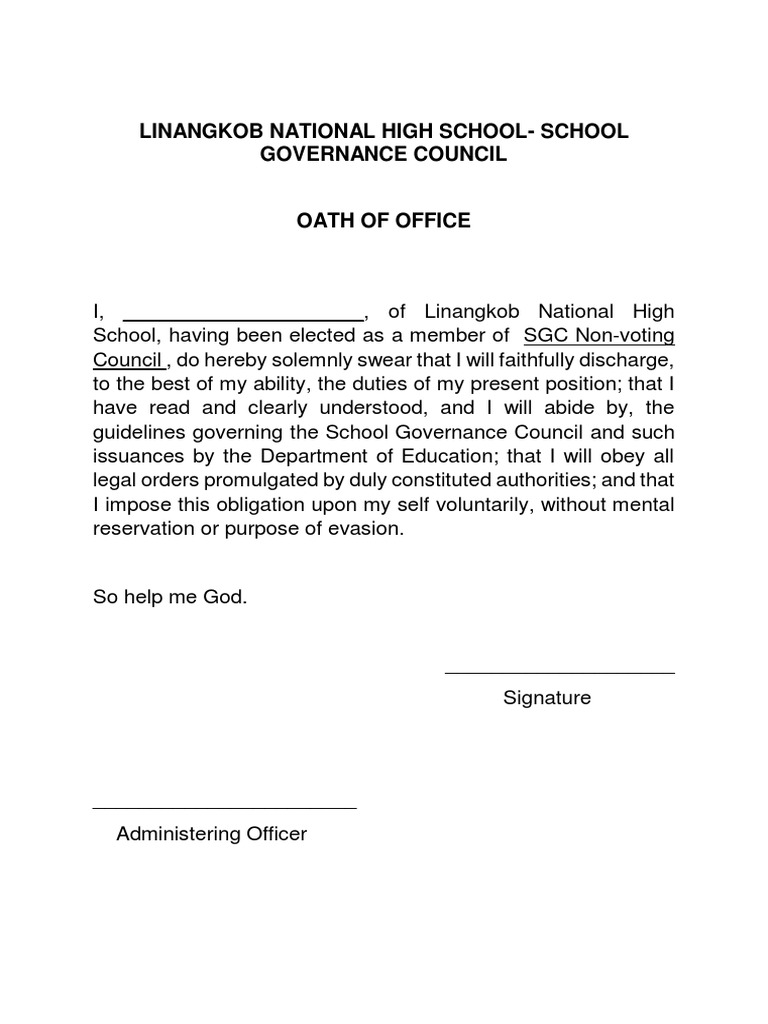 Oath of Office for SGC Members | PDF