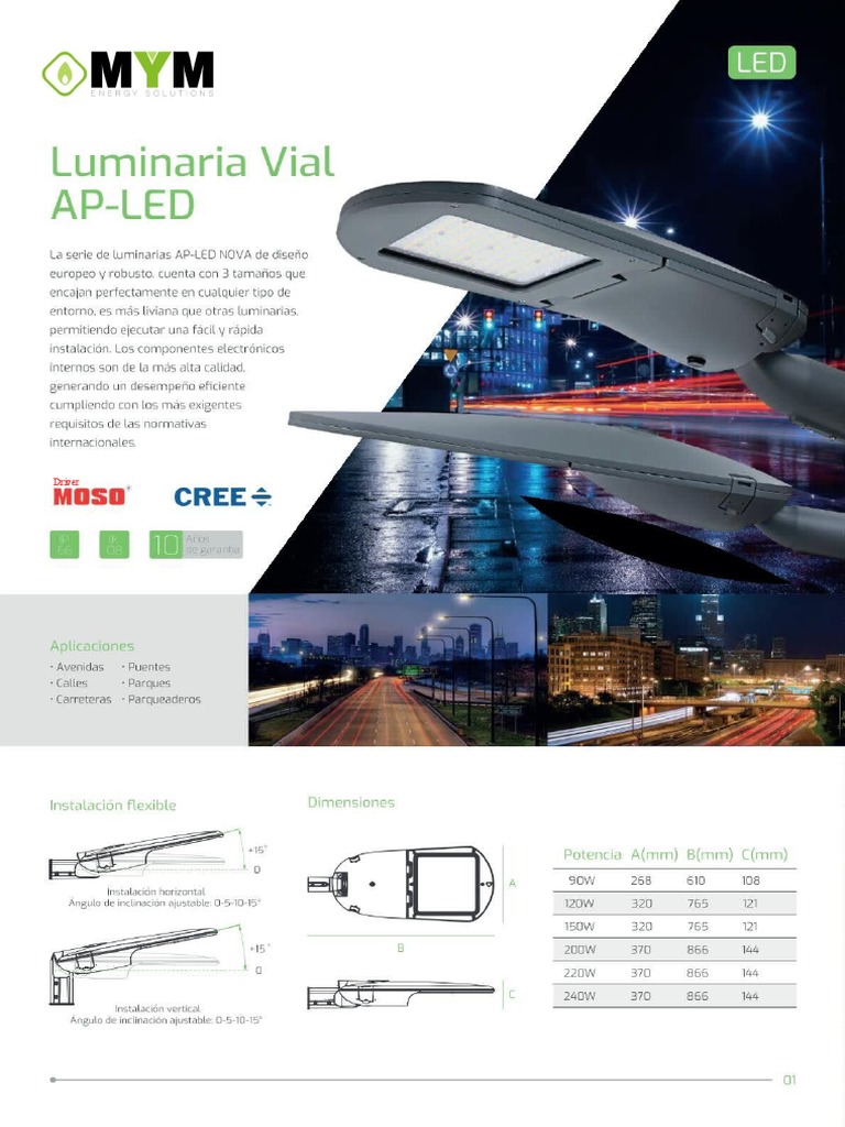 Tipos de Luminarias TX Led 90240w Clase II Mym PDF Ciencias de la