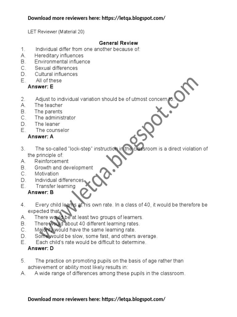 Let review material 20 download free pdf teachers learning