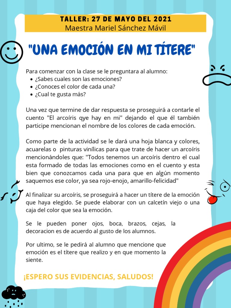 Taller de emociones y títeres creativos | PDF | Arte | Relaciones ...