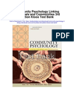 Community Psychology Linking Individuals and Communities 3rd Edition Kloos Test Bank