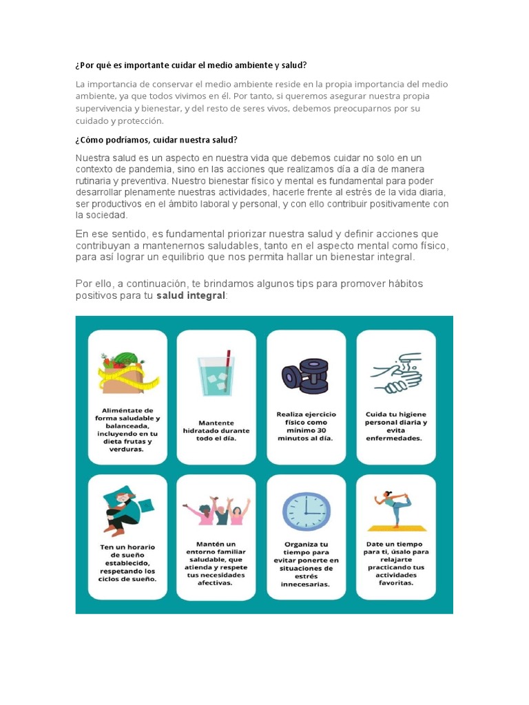 Por Qué Es Importante Cuidar El Medio Ambiente y Salud | PDF ...